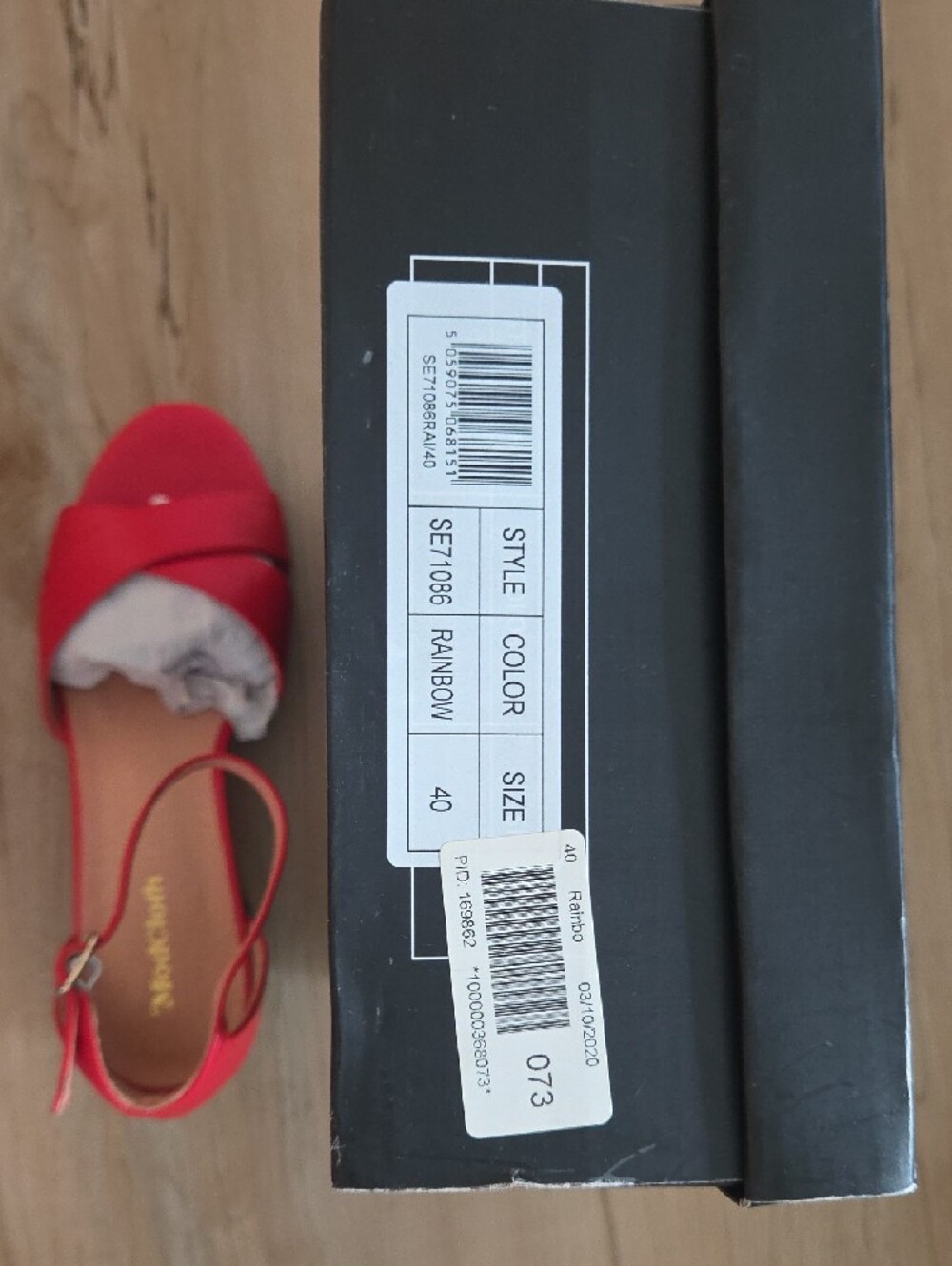 ModCloth Red Ankle-Strap Block Heel Sandals with Rainbow Heel - Picture 6 of 9